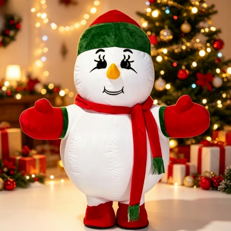 Costumes - Inflatable Snowman Mascot Costume Adult Outfit