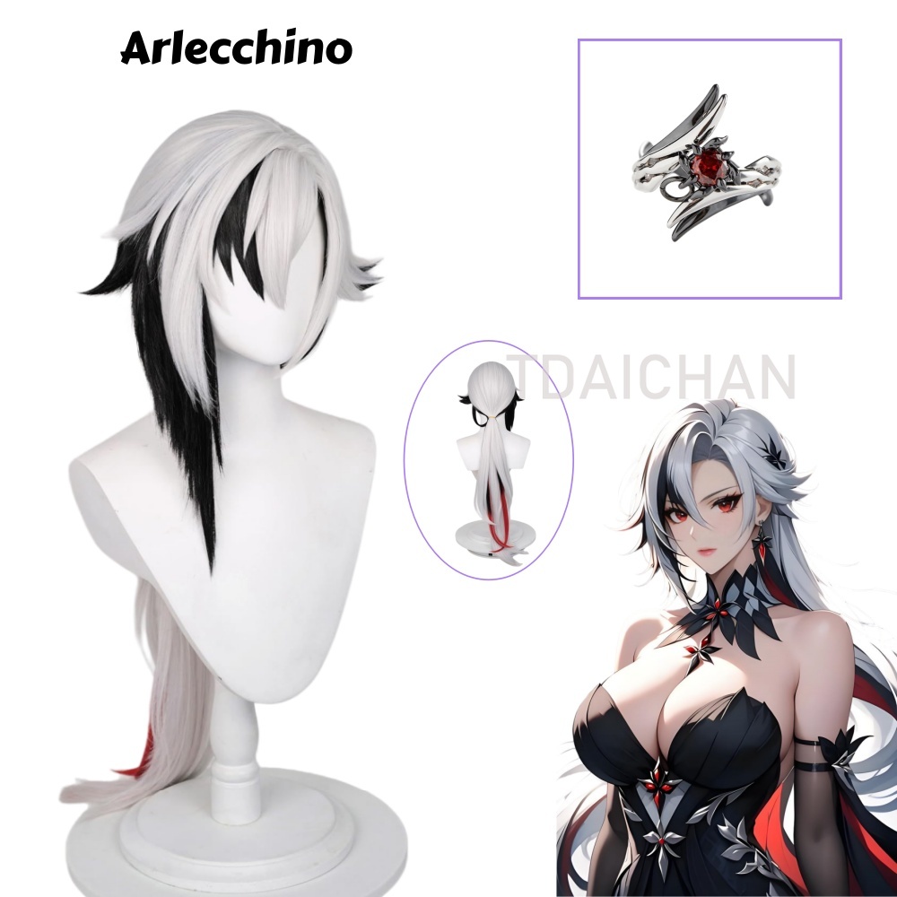 Genshin Impact Arlecchino Cosp - đánh giá và giá Anime Cosplay Wig Heat Resistant