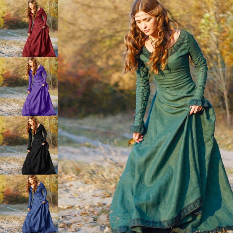 Women Medieval Long Dress V Ne - đánh giá và giá Medieval Renaissance Dress Women