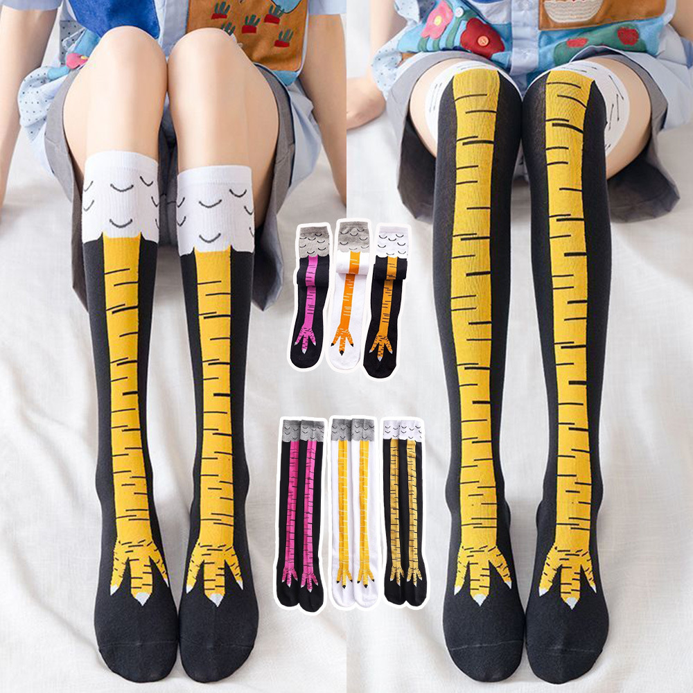 1-4 Pairs Women Knee High Sock - đánh giá và giá Funny Chicken Leg Socks
